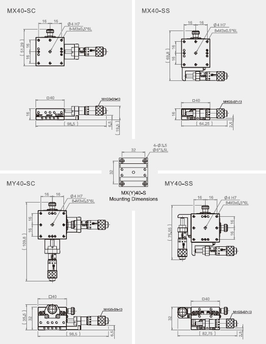 Plan MX40 et MY40 INOX