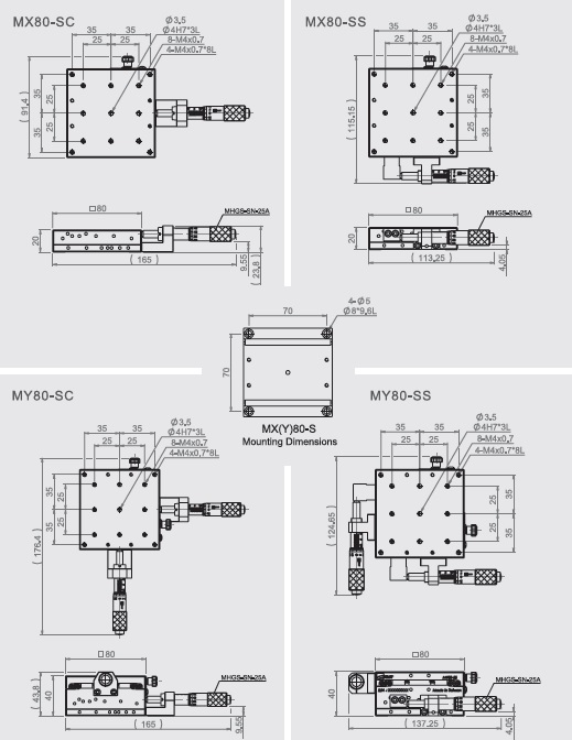 Plan MX80 et MY80 INOX
